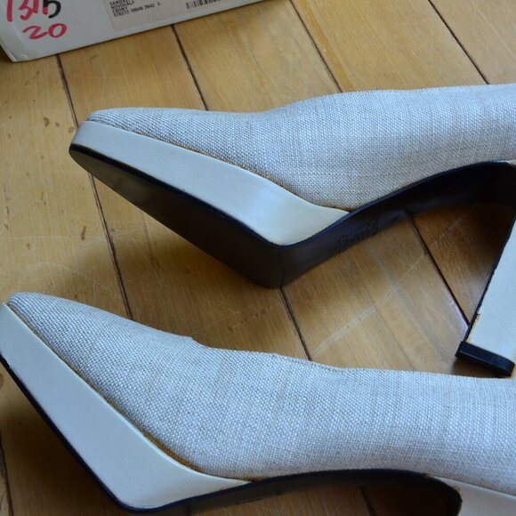 Vintage YVES SAINT LAURENT YSL Canvas High Heels Women Size 8.5M - Picture 13 of 14